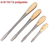 One Piece Heavy Duty Slotted Screwdriver With Wooden Handle Knockable Flat Blade 6/8/10/12 Inch Home Mchine Hand Repair Tools