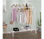 MiKoMiKa Perchero Estanteria Metalico para Ropa Resistente, Perchero Portátil De Metal con Doble Riel Y Estante De Almacenamiento De 2 Capas, Percha Independiente para Dormitorio, Sostiene 40 Kg…Perchero Metalico Burro (ROPA-001 1790 D7)