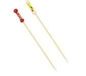 MONOUSO  Pinchos de Bambú Decorados en Amarillo y Rojo 12cm (100 Uds)