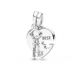 Charm colgante Pandora Corazón y Llave de Mejores Amigos - 398130 - Charm pandora para compartir