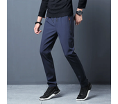 Pantalones Casuales Para Hombre Cintura Elástica Ajustados Color Azul Negro Gris Talla Grande Hasta 5XL Estilo Coreano Clásico