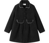 Mudkingdom Girl Peacoat Faux Wool Long Coat for Kids Dress Cost Long Sleeve Button Jacket Warm Winter Clothes Solid Outerwear