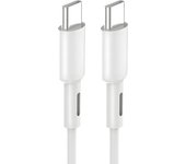 Cable de Carga Rápida SX Tipo C a Tipo C , 60W, 1 Metro, Blanco, Trenzado de Algodón, Silicona, Antipolvo, Antifuego, Antisuciedad, Corriente de 3A, Transferencia de Datos y Carga Rápida PD. Compatible con dispositivos de Xiaomi, Samsung sa740