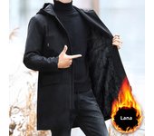 2024 New Plus Size Men's Winter Warm Jacket Fleece Parka Coat Black Hooded Windbreaker Outwear Fleec Jacket Long Parkas 8XL
