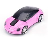 Ratón óptico inalámbrico con de coche shape 3D de 2,4 GHz, Ratón USB para Juegos with receptor para PC portátil (Pink)