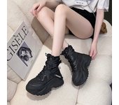 Chunky Platform White Motorcycle Boots Women Buckle Lace Up Thick Bottom Ankle Boots Woman 2024 Autumn Fashion Vulcanized Shoes