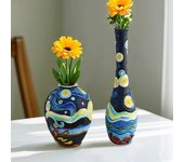 Maceta de resina inspirada en Van Gogh, diseño abstracto de arcoíris con pinceladas artísticas, elegante y única decoración para el hogar (2 unidades)