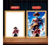 Anime Figure One Piece Light Painting Photo Frame Zoro Luffy Led Night Light Birthday Bedroom Decor Christmas Gifts Moon Lamp