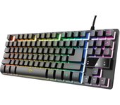Trust Gaming Teclado Gamer TKL GXT 833 Thado - Teclado Retroiluminado RGB Tenkeyless (20% más Pequeño),  Membrana, Disposición QWERTY Español, Anti-Ghosting, USB con Cable, PC/Ordenador