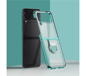 Transparent Plating Ring Case for Samsung Galaxy Z Flip 5 4 3 5G Cover Clear Hard PC Ring Buckle Shockproof Luxury  Phone Cases