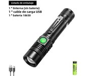 Powerful LED Flashlight Aluminum Alloy Portable Torch USB ReChargeable Outdoor Tactical Zoom Camping Waterproof Flash Light