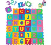 Tectake - Alfombra de juegos con 86 piezas, Con letras y números, De goma eva, Resistente, fácil de cuidar, suave y antideslizante, Cada pieza mide 31.5 x 31.5 x 1 cm, Fomenta el desarrollo sensorial, la motricidad y el equilibrio, Acolchada