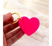 Personalized hot pink heart keychain