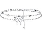 Bracelet Femmes Argent 925, Bracelet Femme Réglable 17+4cm - Fête des Mères Saint Valentin Cadeau - Avec Boîte Cadeau argent-Trèfle à quatre feuilles