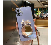 Fashion Luxury 3d Birds Peach Blossom Rhinestone Mirror Girl Phone Cover Case for Iphone 15 14 13 12 11Pro Max Soft   Back Cover