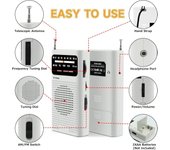 Radios portátiles AM FM pequeñas, radios de transistores con 2 pilas AA y excelente recepción, con altavoz y conector para auriculares, radio de bolsillo para uso en interiores, exteriores y emergencias (blanco)