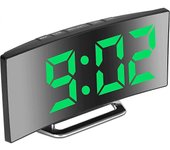 Reloj de Alarma digital Silencioso para dormitorios, Pantalla de Espejo LED de 7 pulgadas, 2 Modos de Brillo, 12/24H, temperaturas, luces, Luz Nocturna, Repetición, US
