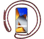 Funda Colgante Transparente para Xiaomi POCO M4 Pro 4G con Cordon Rosa / Dorado