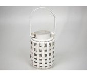 Gerimport Faro de Navidad Mimbre Blanco 20 Cm - Adorno Navideño Decorativo
