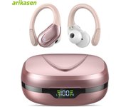 Wireless Earbuds Sport Bluetooth 5.3 Headphones with Noise Cancelling Mic 75H HiFi Stereo Over Ear Bud LED Display USB-C IPX6