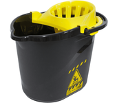 CABLEPELADO Cubo Fregona señal Advertencia Escurrefacil - Menos Esfuerzo para Fregar y escurrir - 15 litros - PP5 - Resistente - Fabricado en España Color Negro y Amarillo