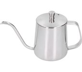 Cafetera de goteo manual de acero inoxidable, tetera con cuello de cisne y tapa, color plateado, 350 ml