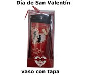 VASO CON TAPA DE PLASTICO DOBLE,te amo te quiero,Regalo Día de San Valentín,Decoracion Día de San Valentín,cm,fespu