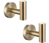 Gancho de toalla de baño, gancho de la bata de oro SUS 304 de acero inoxidable de alta resistencia puerta percha toalla bata armario esponjas gancho para el baño(2 dorados)