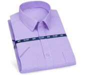 Mens Business Casual Short Sleeve Shirt Classic Plaid Striped Checked Male Social Dress Shirts Purple Blue 5XL Plus Large Size