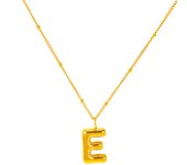 Peri'sBox Vintage Titanium Steel Exquisite Bubble Thick Letter Pendant Necklace for Women 18K Gold Plated Charm Fashion Necklace