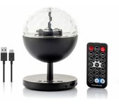 InnovaGoods® Bola Luces Discoteca LED con Altavoz, Proyector de Luz Multicolor Fija o secuencial con Sonido Activado, Ranura para tarjetas TF, Rotación de 360, Ideal para Cumpleaños, fiestas.