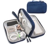 Bolsa organizadora de cables impermeable, Bolsa para dispositivos de viaje, 8,5x5 pulgadas, Azul Marino