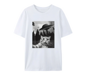 Van Gogh Starry Night Cat T-shirt Hip Hop Street Clothing New Fashion Casual Top T-shirt Classic Fit Cat Lover Collar 51314