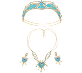Kids Princess Cosplay Costume Plastic Crystal Tiara Snowflake Jewelry Necklace Earrings Kit Girl Elsa Anna Party Dress Accessory