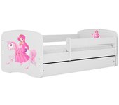 Cama 140 x 70 cm Kocot Kids com gaveta e colchão BabyDreams Princess on Horse White