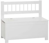 Baúl Dormitorio con Tapa Estilo Infantil Organizador de Juguetes en Color Blanco 34x64x75 cm