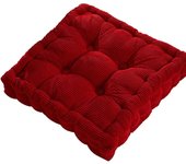 Cojín de pana para suelo, cojín cuadrado de pana, cojín de meditación, cojín de pana con mechones, cojines cuadrados y redondos para silla, sofá, tatami, yoga, interior y exterior (naranja)