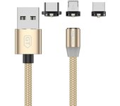 3 in 1 LED Magnetic Cable Fast Charging USB Type C Cable Magnet Charger USB C Charge Micro USB Wire For xiaomi Mobile Phone Cord