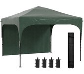 Outsunny Carpa Plegable 3x3 m Altura Ajustable Cenador de Jardín con Lateral Desmontable Techo de Ventilación 4 Sacos de Arena y Bolsa de Transporte para Camping Fiestas Blanco