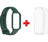 2 in 1 TPU Case +Strap Compatible with Amazfit Band7 Watch Band Women Men, Soft Silicone Sport Replacement