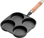 4-Hole Breakfast Burger Egg Pancake Maker Wooden Handle Non Stick Omelet Pan Egg Burger Ham Pan for Gas Stove Induction Cooker