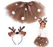 Falda para niños, disfraces de Reindean para 6 meses-10 años Niños, vestidos con diadema Elk Cosplay Fiesta de Carnaval