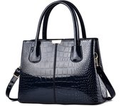 Yogodlns Luxury Bright Leather Handbag Female Alligator Crossbody Bag Large Capcaity Shoulder Bag Fashion Mommy Bag Totes