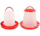Juego de comedero y bebedero para pollitos, bebedero de 1 l, kit de inicio para pollitos, bebedero para aves y codornices con asa, dispensador de agua para gallinero pequeño para pollos, pavos, patos y patitos.