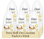 DOVE desodorante Roll-On - Advanced Care Coconut - Pack AHORRO 6x50ml