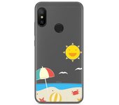 Tumundosmartphone Funda Gel Transparente para Xiaomi Redmi 6 Pro / Mi A2 Lite diseño Playa Dibujos