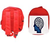 MERCHANDMANIA PACK MOCHILA ROJA Y ESTUCHE logo psicologo psicologia mente cerebro school material