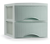 Plastic Forte - Cajonera Sobremesa de Plástico Imitación Rattan para Ordenación Decoración Hogar Oficina