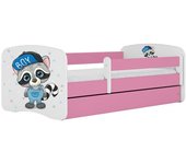 Cama 140 x 70 cm Kocot Kids com colchão BabyDreams Raccoon Pink