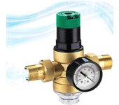 Reductor de presión de 3/4 de pulgada, reductor de presión con manómetro de agua y filtro de malla, calentador de agua a gas, reductor de presión para grifo de riego de jardín